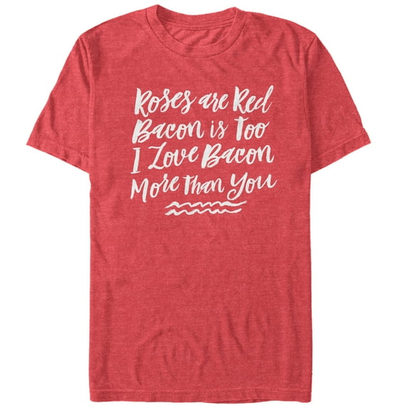 Men's CHIN UP Valentine's Day Bacon Love Graphic Tee Red Heather Large