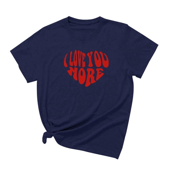 Men's Valentine's Day I Love You More Love Printed Crew Neck Short Sleeved T Shirt,Blue,2XL
