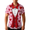 thumbnail image 1 of Men's Valentine's Day T-Shirt,Funny Printed Short Sleeve Button Down Summer Beach Casual Hawaiian Shirt Valentine's Day Gift for Him, 1 of 6