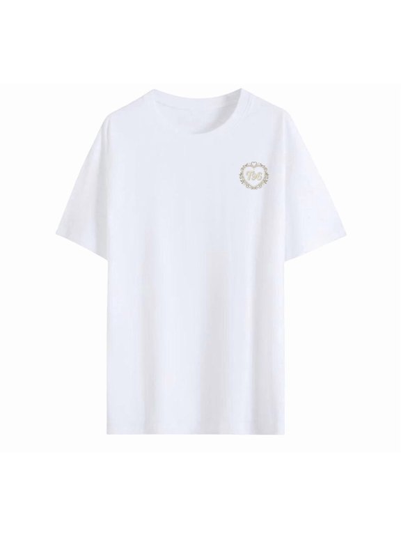 Men's Valentine's Day T-Shirt Gift, T96 Heart Logo Soft Cotton Tee, White Short Sleeve Crew Neck Casual Top for Him, Breathable Workout & Everyday Basics