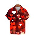 thumbnail image 1 of Men's Valentine's Day T-Shirt Heart Printed Short Sleeved Lapel Shirt,Valentine's Day Gift for Him Multicolor, 1 of 5