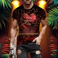 thumbnail image 1 of Men's Valentine's Day T-Shirt Short Sleeve Round Neck Graphic Print Casual Pullover Tee Wine XL, 1 of 5