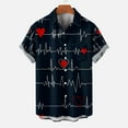 thumbnail image 1 of Men's Valentine's Day Tops Fashion Deals for 2023 Turndown Love Print Round Neck on sale under $15 Casual Tops Navy L, 1 of 5