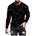 thumbnail image 1 of Men's Valentines Day Outfits Long Sleeve T-Shirts Crew Neck Love Hearts Printed Funny Tees Casual Holiday Tops (M, Black #A), 1 of 5