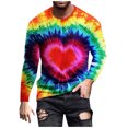 thumbnail image 1 of Men's Valentines Day Outfits Long Sleeve T-Shirts Crew Neck Love Hearts Printed Funny Tees Casual Holiday Tops (XL, Tie-Dye), 1 of 4