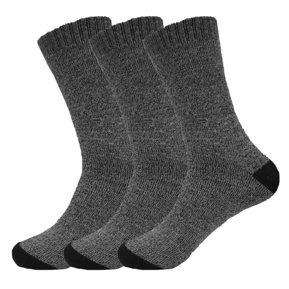 Men's Value Pack 6 Pairs Herringbone Warm Winter Crew Boot Socks (Black)