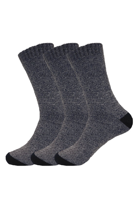Men's Value Pack 6 Pairs Herringbone Warm Winter Crew Boot  Socks (Navy)