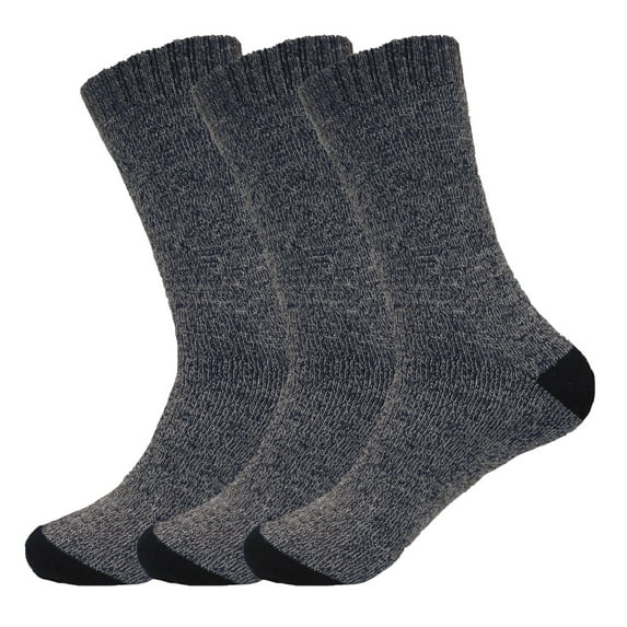 Men's Value Pack 6 Pairs Herringbone Warm Winter Crew Boot Socks (Navy)