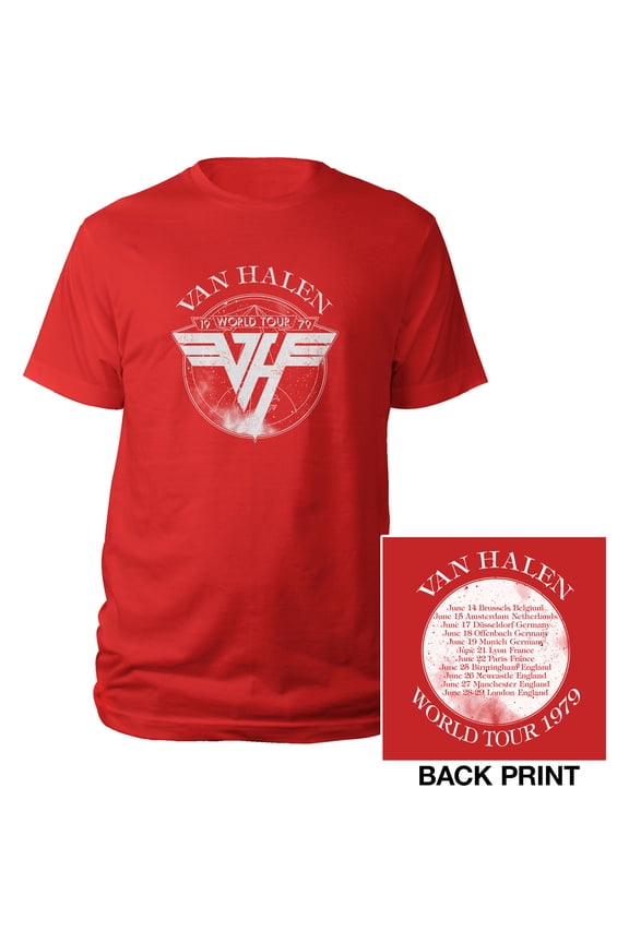 Men's Van Halen 1979 Tour (Back Print) Slim Fit T-shirt XX-Large Red