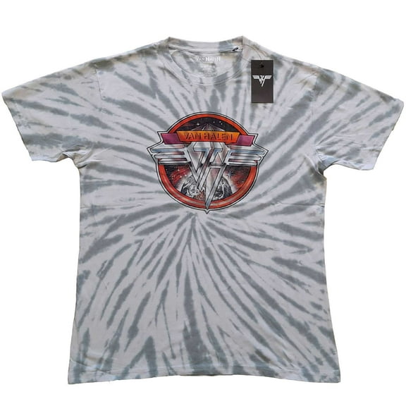 Men's Van Halen Chrome Logo (Dip-Dye) Tie Dye T-shirt X-Large Grey