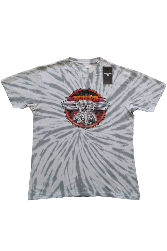 Men's Van Halen Chrome Logo (Dip-Dye) Tie Dye T-shirt X-Large Grey
