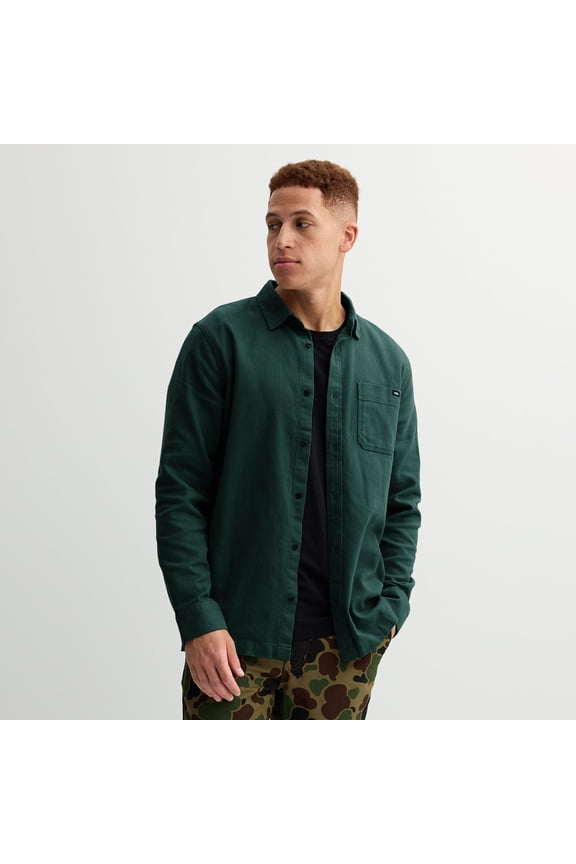 Men's Vans® Long Sleeve Button Front Shirt Color: Green Gables Size: XXL