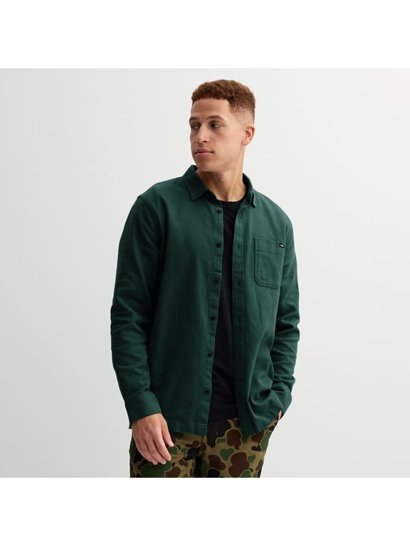 Men's Vans® Long Sleeve Button Front Shirt Color: Green Gables Size: XXL
