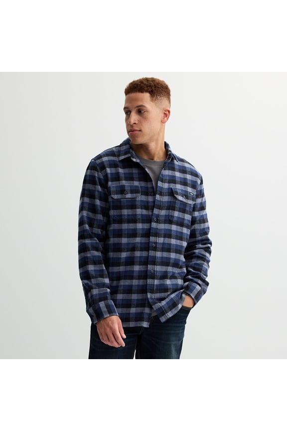 Men's Vans® Long Sleeve Button Front Shirt Color: Grisaille Size: S