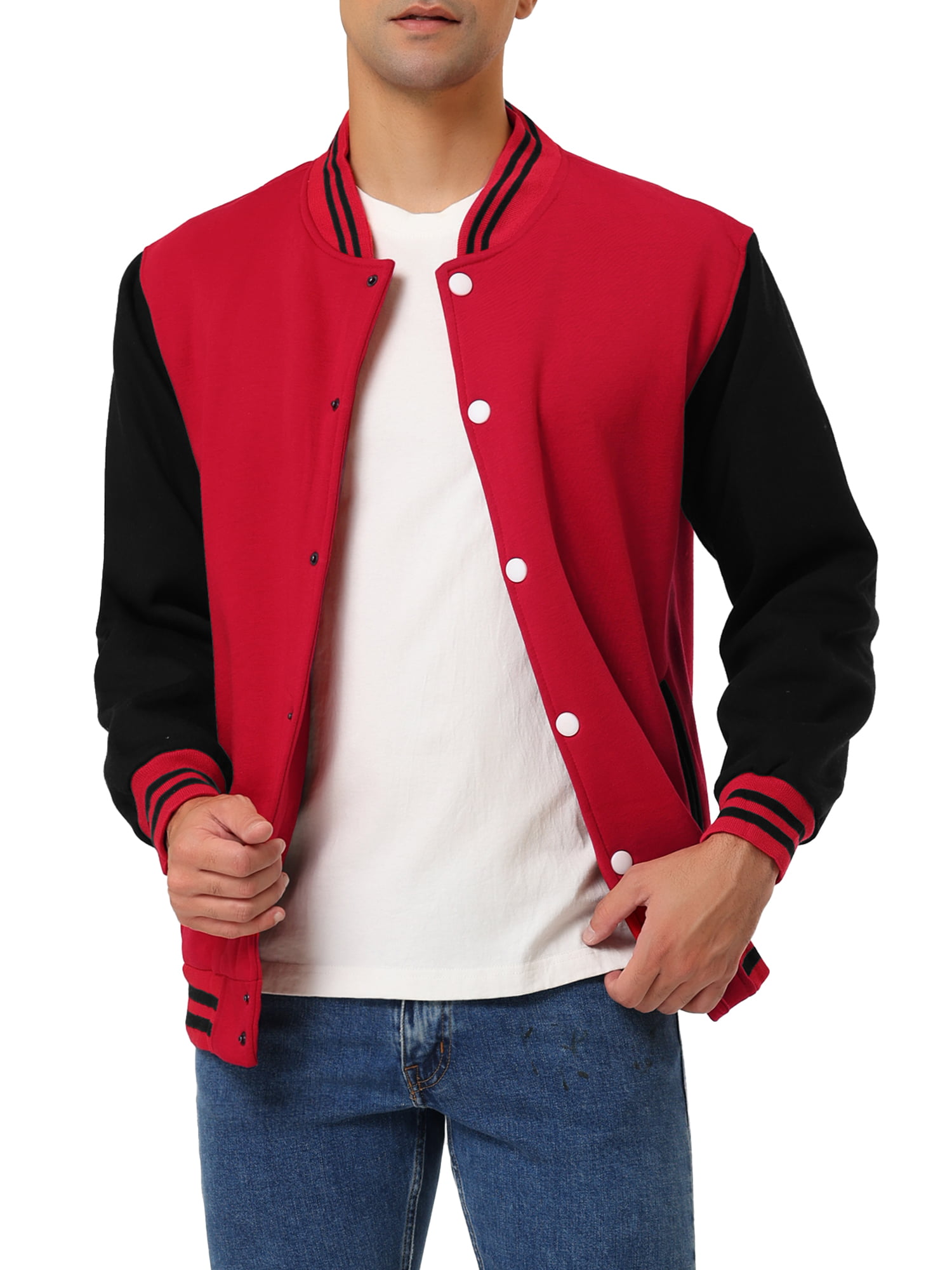 Baseball Varsity Jacket Red and White Cotton Twill