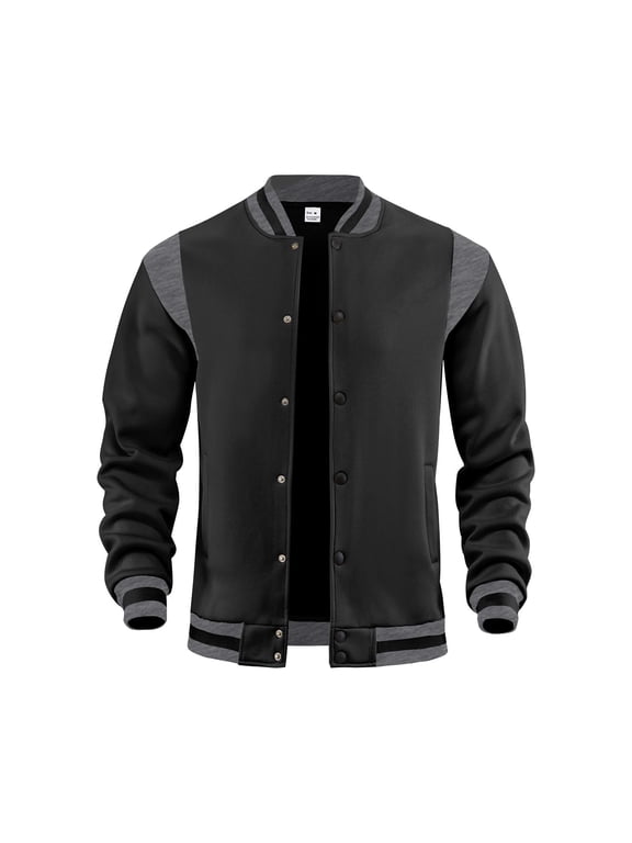 Men's Varsity Baseball Jacket Original Faux Leather Sleeves and Letterman College Varsity Jackets Outdoor Hiking Cycling Mountaineering