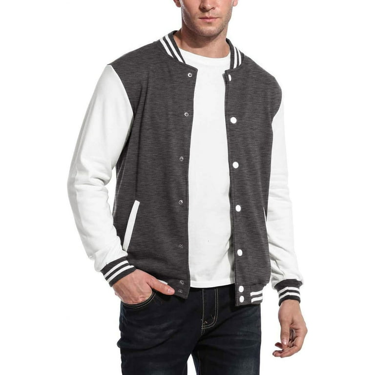 Men s Varsity Jacket Causal Slim Fit Cotton Letterman Baseball Bomber Jackets Walmart