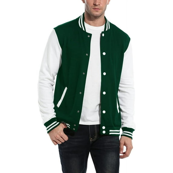 Men's Varsity Jacket Causal Slim Fit Cotton Letterman Baseball Bomber Jackets
