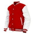 thumbnail image 1 of DECKRA Genuine Leather Sleeve, Wool Blend Letterman Varsity Jacket, Men's, Boys, 1 of 4