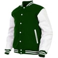 thumbnail image 1 of DECKRA Genuine Leather Sleeve, Wool Blend Letterman Varsity Jacket, Men's, Boys, 1 of 3