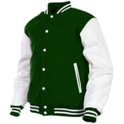 Genuine Leather Sleeve, Wool Blend Letterman Varsity Jacket, Men's, Boys