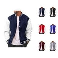 thumbnail image 1 of Men's Varsity Jackets Long Sleeve Button Down Loose Fit Casual Classic Baseball Jacket with Pockets Outerwear, 1 of 8