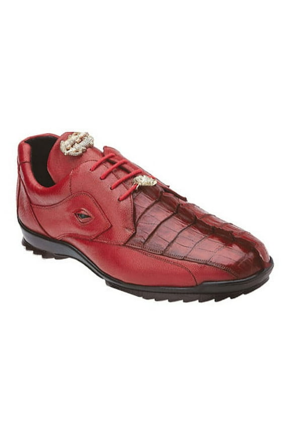 Men's Vasco Belvedere Hornback Crocodile Soft Calf Sneaker Shoes Red 336122