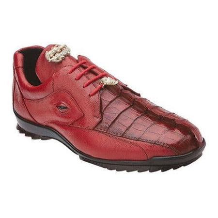 Men's Vasco Belvedere Hornback Crocodile Soft Calf Sneaker Shoes Red 336122