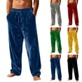 thumbnail image 1 of Men's Velour Casual Pants, Loose-Fit Elastic Waist with Drawstring, Ideal for Daily Wear, Home Lounge and Comfort,Black,L, 1 of 9