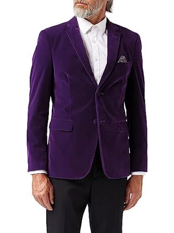 Men’s Velvet Blazer Classic Smart Casual Tailored Fit Wedding Suit Jacket