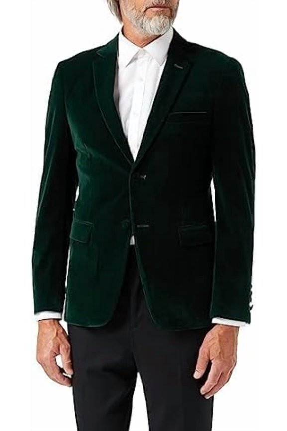 Men’s Velvet Blazer Classic Smart Casual Tailored Fit Wedding Suit Jacket
