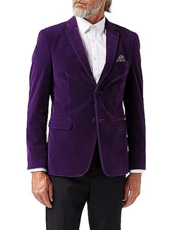 Men’s Velvet Blazer Classic Smart Casual Tailored Fit Wedding Suit Jacket