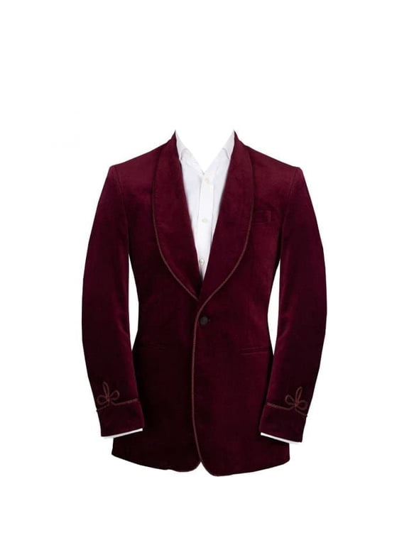 Men's Velvet Blazer Shawl Lapel One Button Velour Suit Jacket Tuxedo Jackets Marron for Wedding Prom Party Dinner & All Occasion