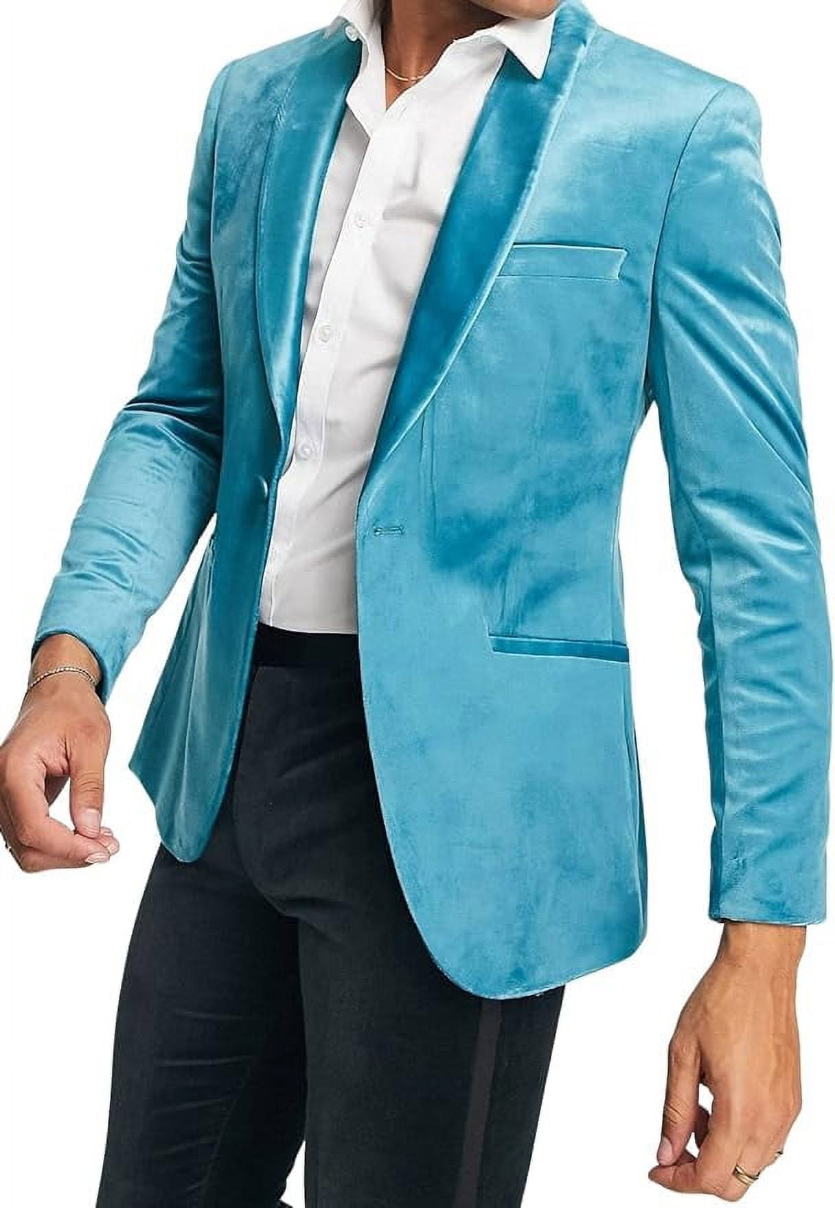 Men's Velvet Blazer Shawl Lapel Velour Suit Jacket One Button Tuxedo ...