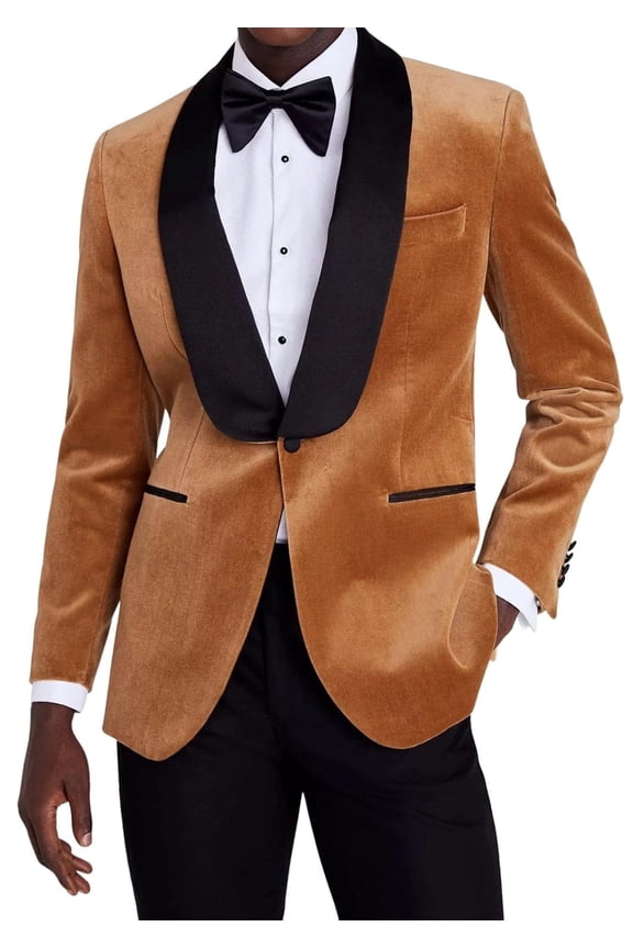 Men's Velvet Blazer Shawl Lapel Velour Suit Jacket One Button Tuxedo Jackets for Wedding Prom Party Dinner 