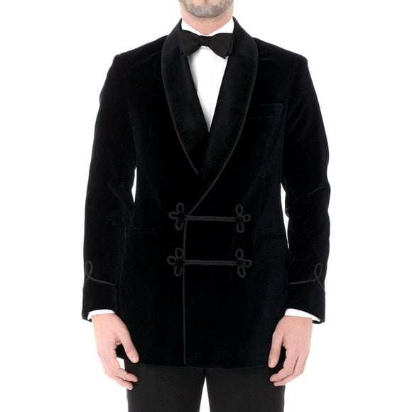 Men's Velvet Blazer Shawl Lapel Velour Suit Jacket Tuxedo Jackets Black for Wedding Prom Party Dinner & All Occasion