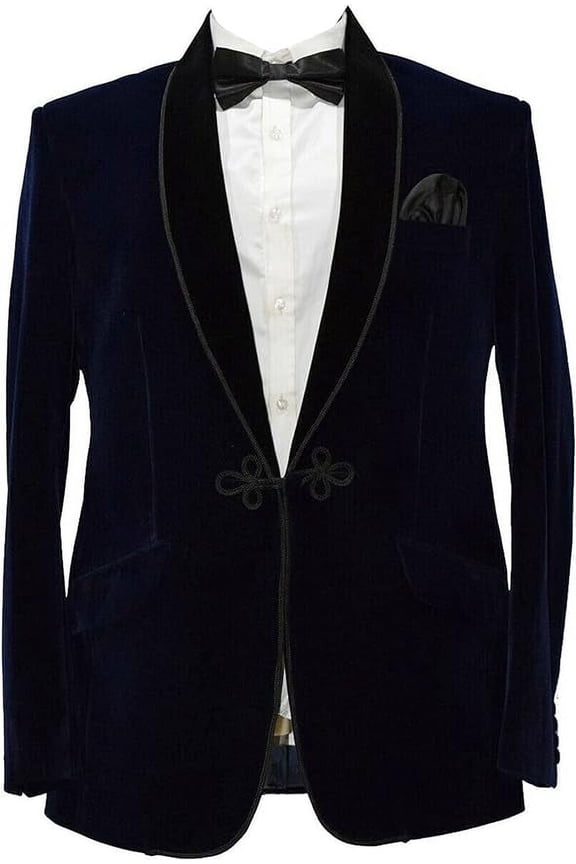 Men's Velvet Blazer Slim Fit Solid Frog Button Blazer Jacket Tuxedo for Prom Wedding Party Dinner & All Ocasion 