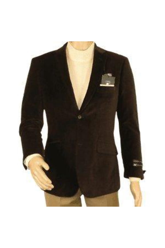 Men's Velvet Blazer Sport Coat Two Button Side Vents GEORGIO COSANI 491 Brown