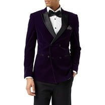 Men’s Velvet Double Breasted Tuxedo Suit Jacket Smoking Dinner Blazer Retro Classic Tailored Fit