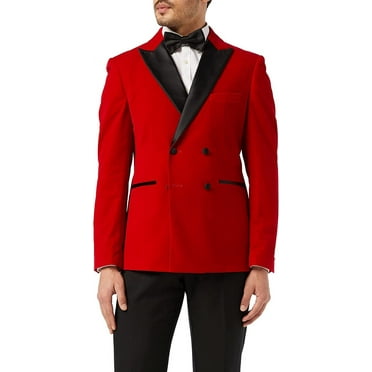 Men’s Velvet Double Breasted Tuxedo Suit Jacket Smoking Dinner Blazer Retro Classic Tailored Fit