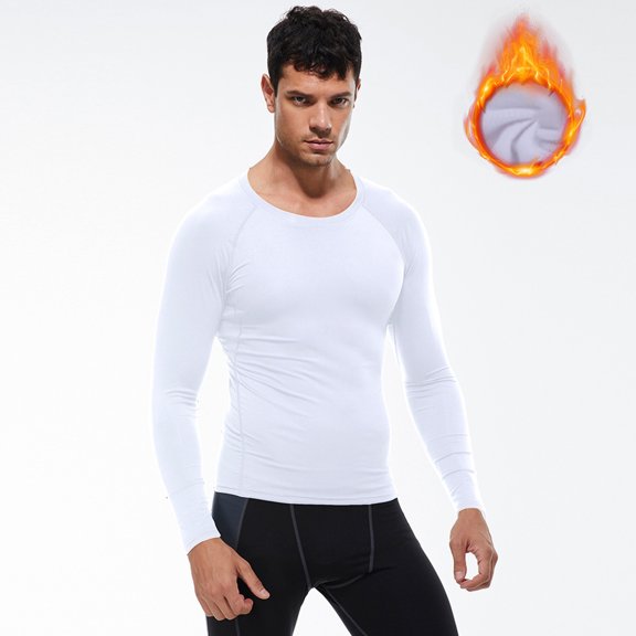 Men's Velvet Fitness Compression Shirt for Running Training Elastic Long Sleeve Performance Athletic Wear