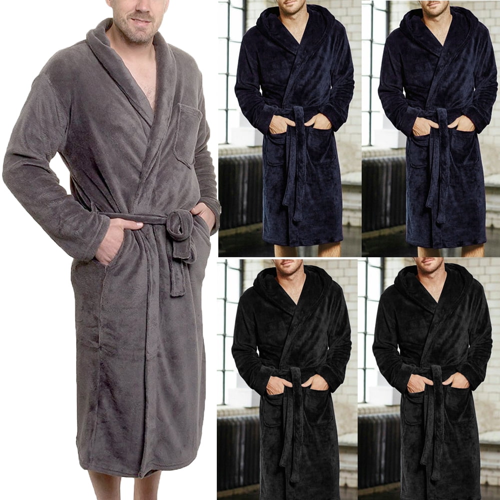 Autumn Winter Bath Robe Dressing Gown Men Warm Thick Flannel Long Bathrobe  Plus Size Mens Cozy Robes | Fruugo TR