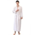thumbnail image 1 of Men's Velvet Nightgown Long Sleeve Satin Sleep Robe Bandage Pull Rope Bathrobe Absorbent Dry Pajama Top Soft Home Lounge Pajama Robe For Mens, 1 of 4