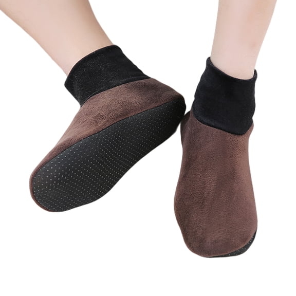 Men's Velvet Slipper Socks with Grips Non Slip Soft Cozy Fleece Lined Socks for Cold Winter