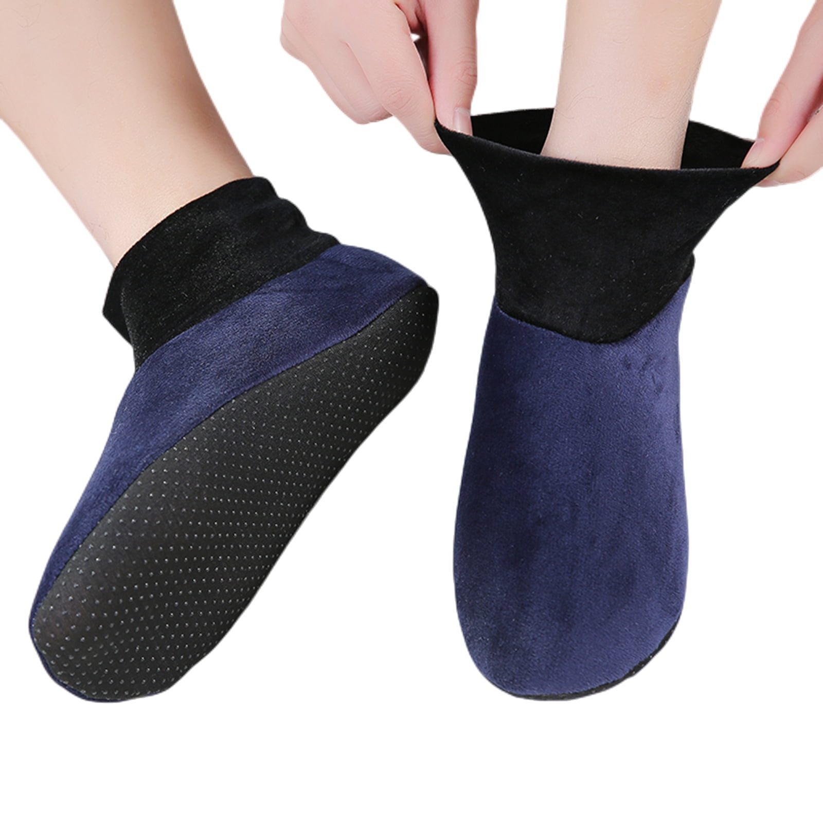 Men's Velvet Slipper Socks with Grips Non Slip Soft Cozy Fleece Lined ...