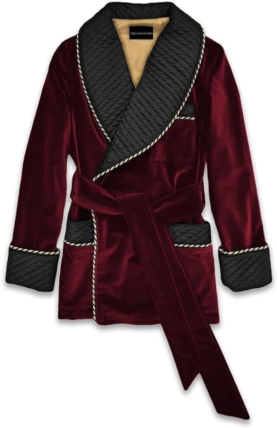 Jacket Like A Robe Men's Velvet Smoking Jacket Quilted Robes Coat - Walmart.com