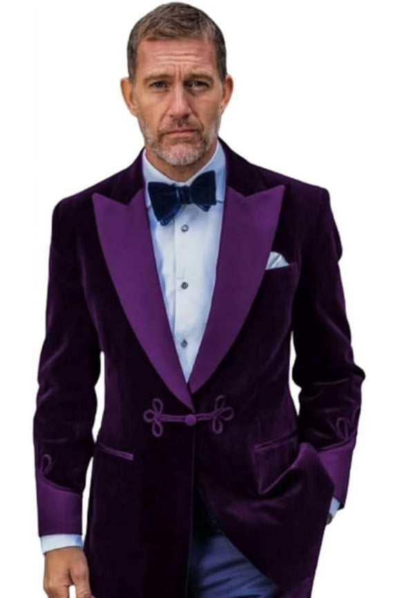 Men's Velvet Smoking Jackets One Button Christmas Party Wear Smoking Jackets Coat 