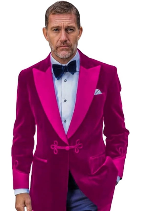 Men's Velvet Smoking Jackets One Button Christmas Party Wear Smoking Jackets Coat 