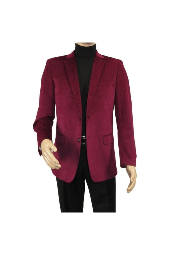 Men's Velvet Sport Coat Jacket by BASSIRI Leonardi J1042 Burgundy