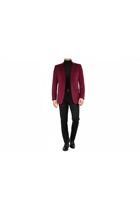 Men's Velvet Sport Coat Jacket by BASSIRI Leonardi J1042 Burgundy